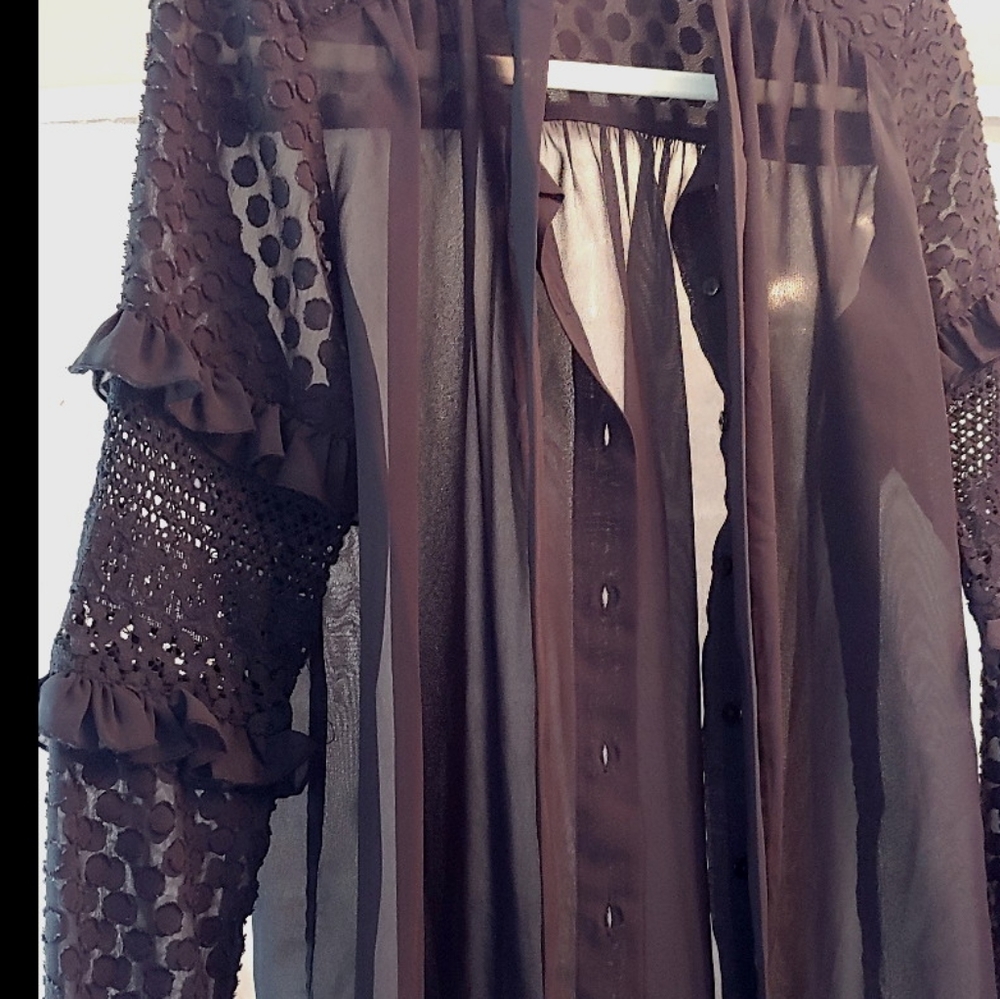 French Connection sheer blouse lace detail 6